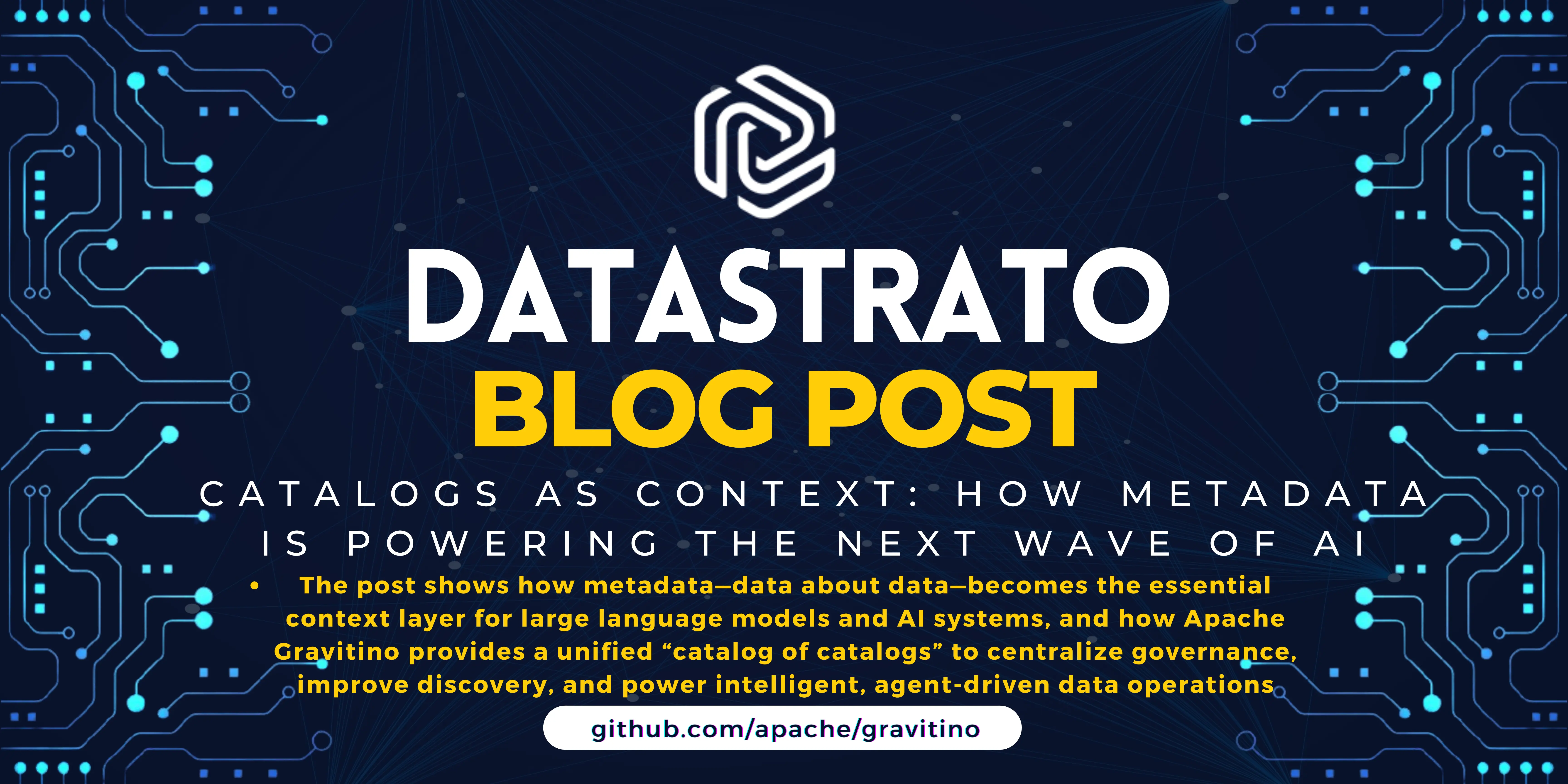 Banner for blog post with title "Catalogs as Context: How Metadata is Powering the Next Wave of AI"