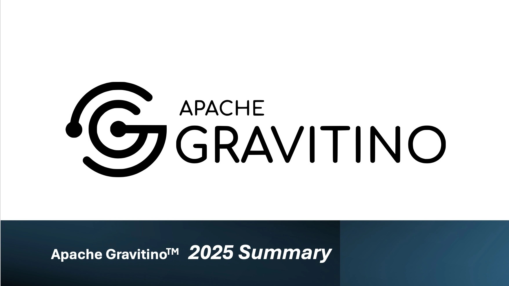 Banner for blog post with title "Apache Gravitino - 2025 Summary"